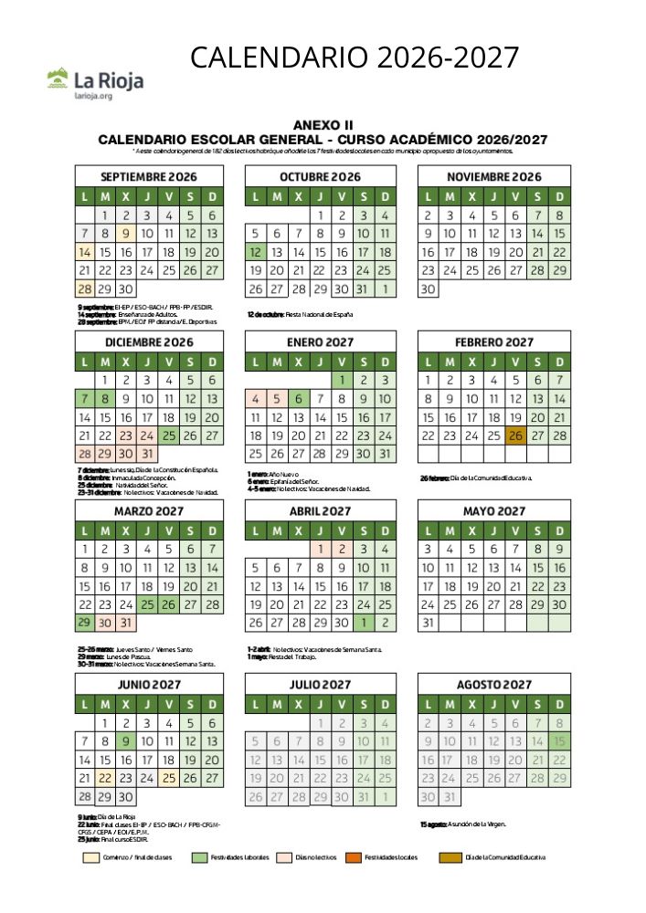 Calendario 2026-2027