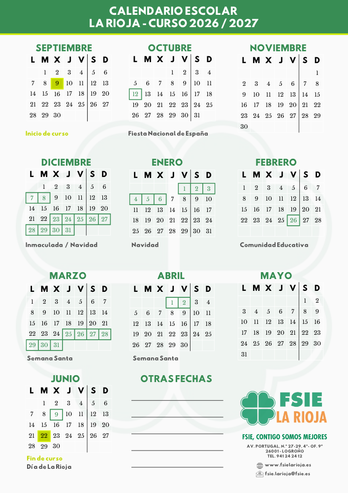 Calendario 2026-2027